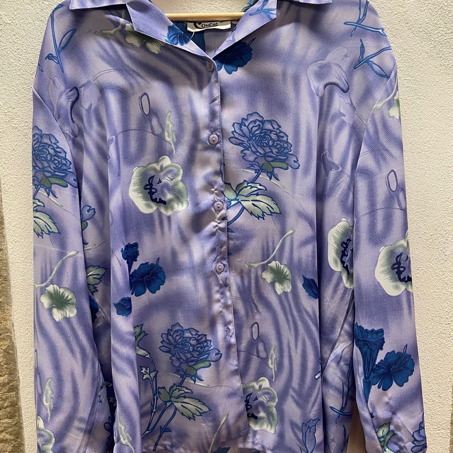 Camicia blu vintage fiorata