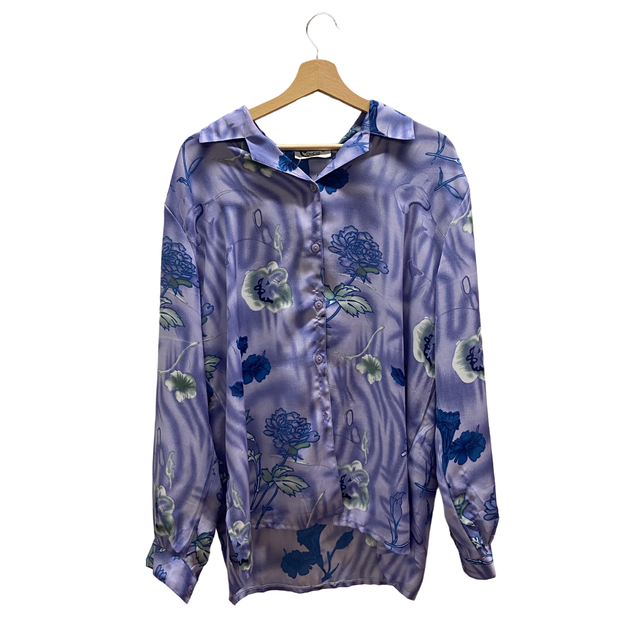 Camicia blu vintage fiorata