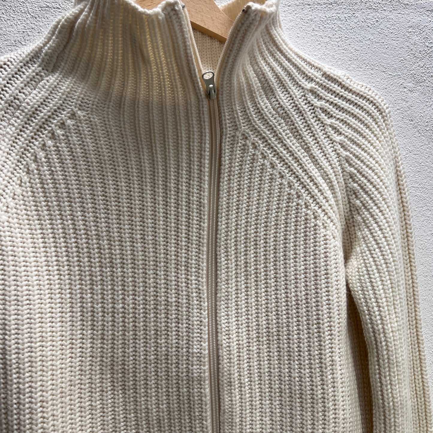 Felpa bianca con zip misto lana
