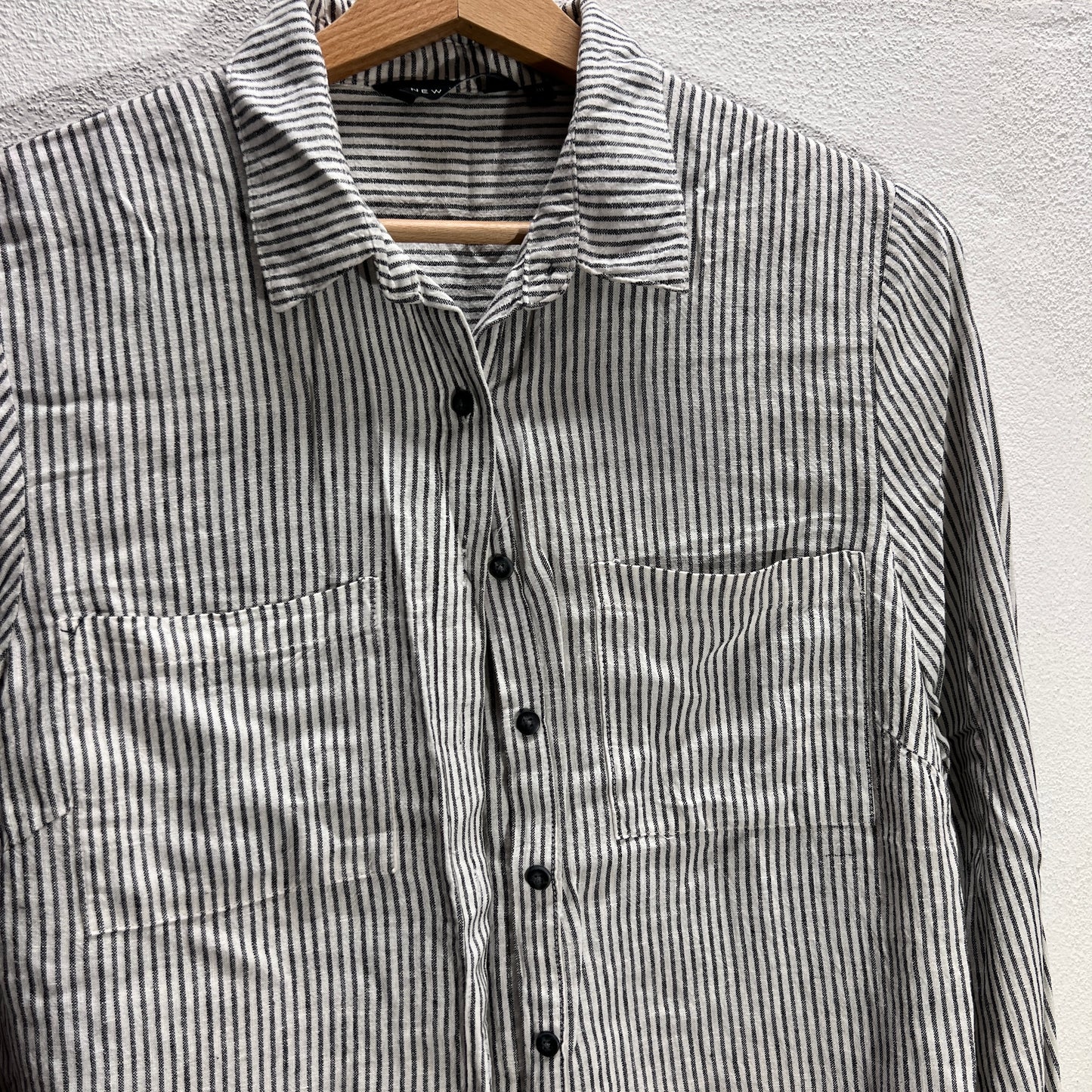 Camicione a righe misto lino New Look