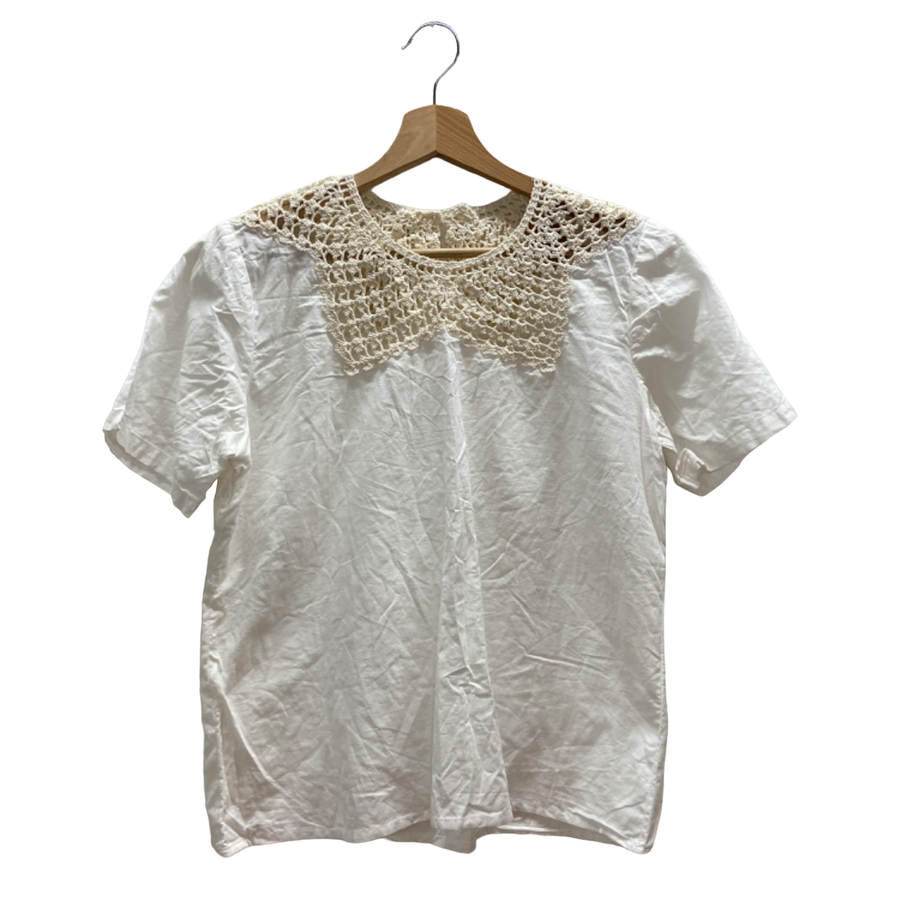 T-shirt cotone con collo ricamato