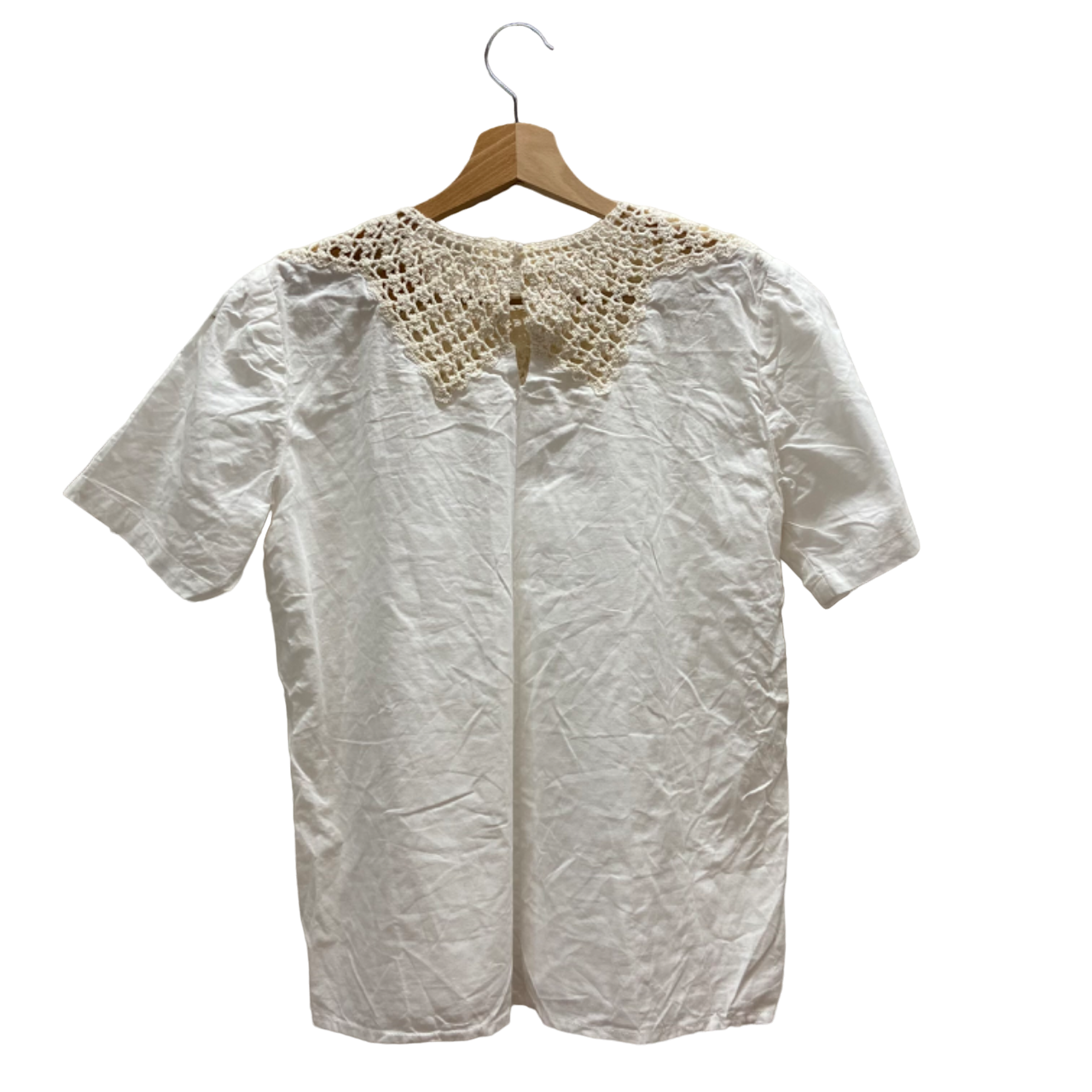 T-shirt cotone con collo ricamato