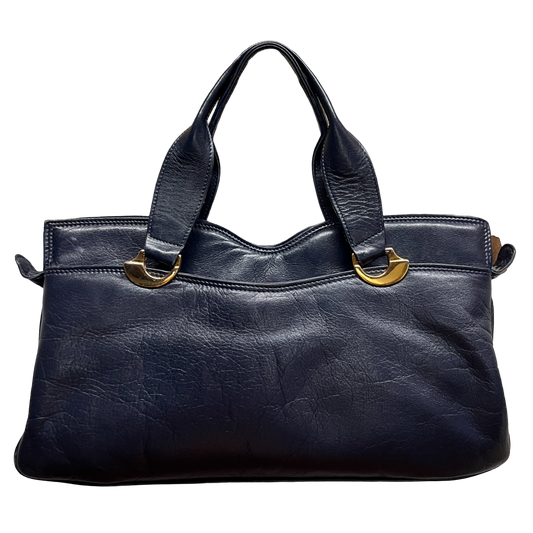 Borsa vintage in pelle blu