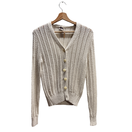Cardigan bianco misto lino