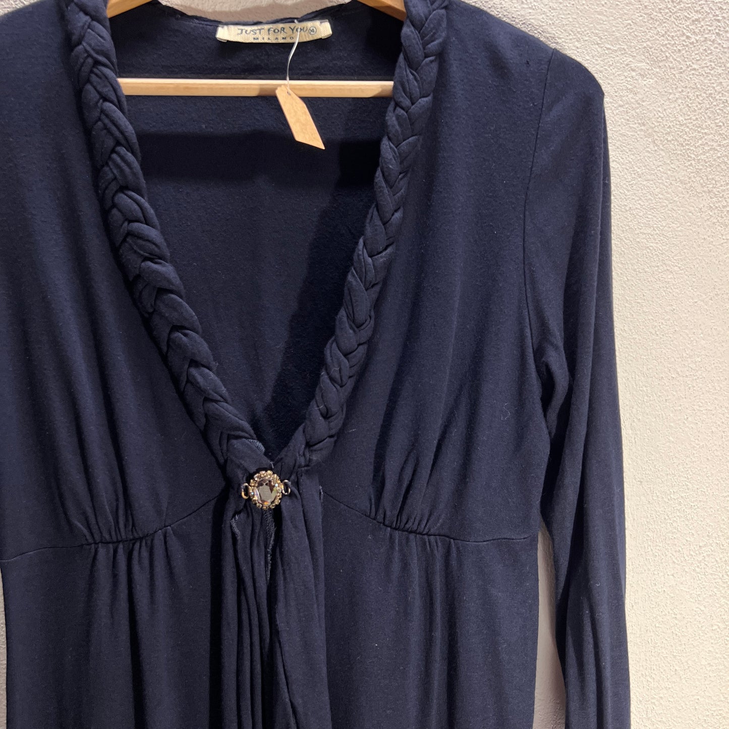 Vestito blu in maglia gioiello